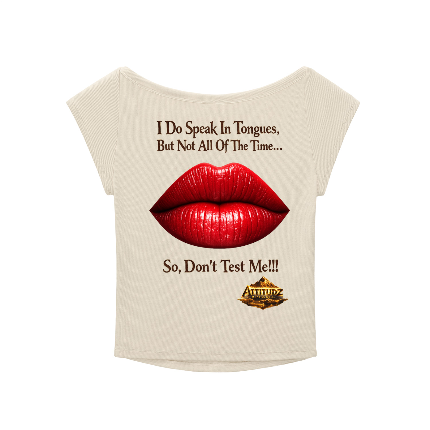 Women’s “My Tongue” Baby Tee – Wide Neck Graphic