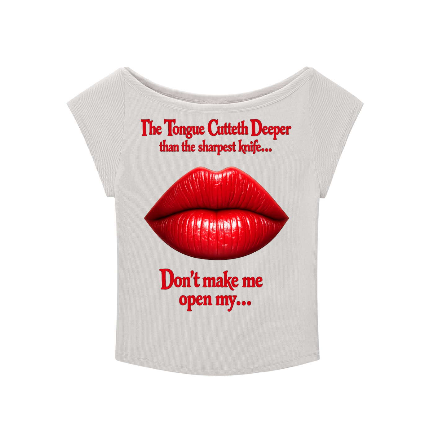 Women’s “My Tongue” Baby Tee – Wide Neck Graphic