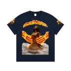 Women’s Cotton Tee – Angel Wings Flame Graphic