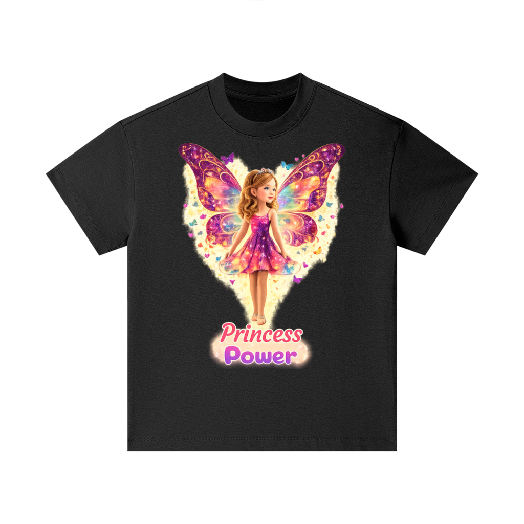 Girl’s Princess Power Tee – Butterfly Wings (100% Cotton)