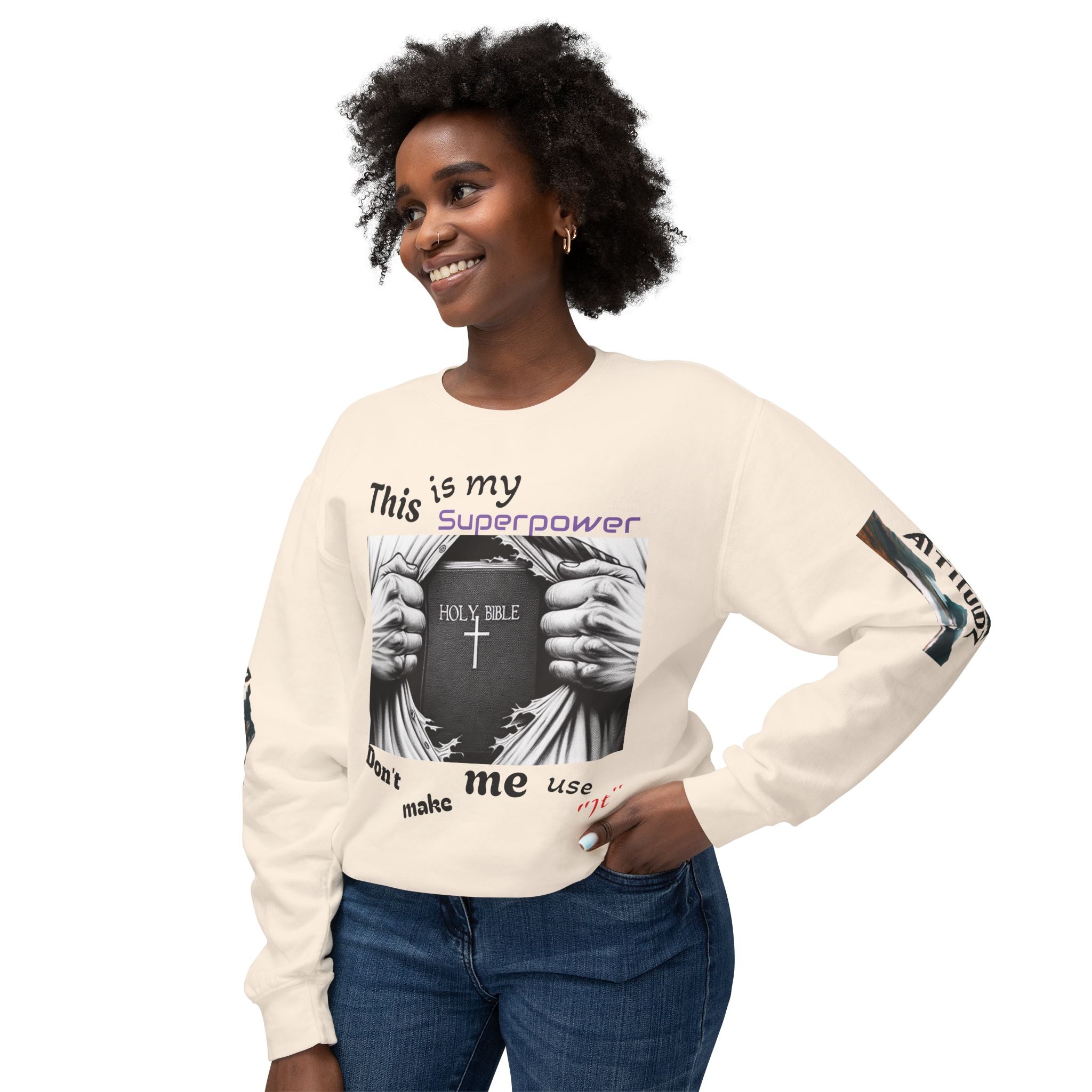 Unisex “Superpower” Lightweight Crewneck Sweatshirt
