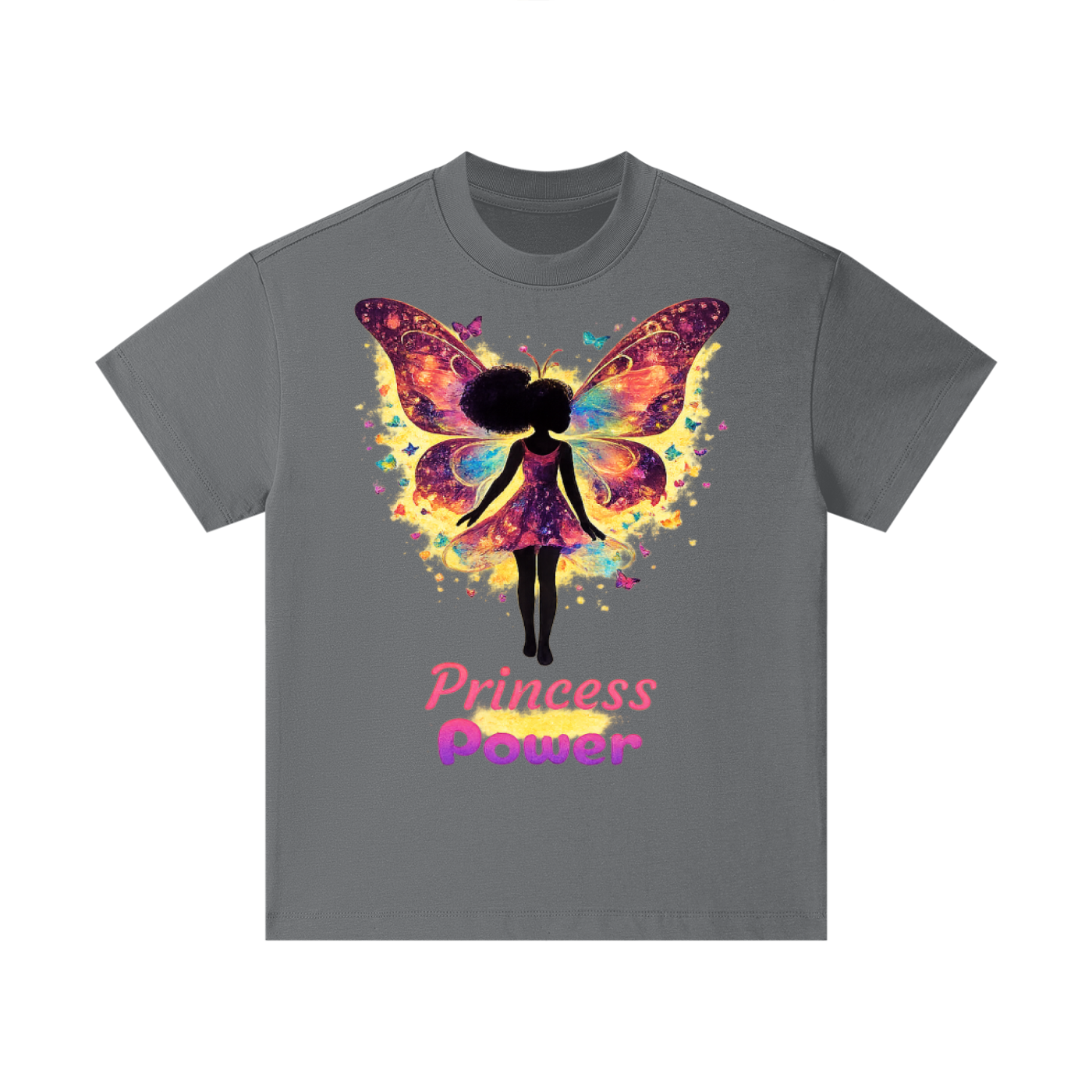 Girl's Princess Power T-Shirt – Cream Silhouette Design
