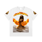 Women’s Cotton Tee – Angel Wings Flame Graphic