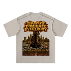 "We Play Ruff" Oversized Contrast-Stitched Cotton Tee