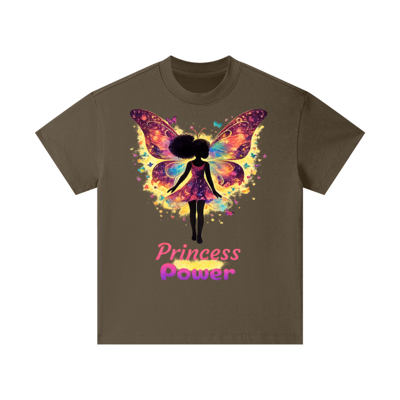 Girl's Princess Power T-Shirt – Cream Silhouette Design