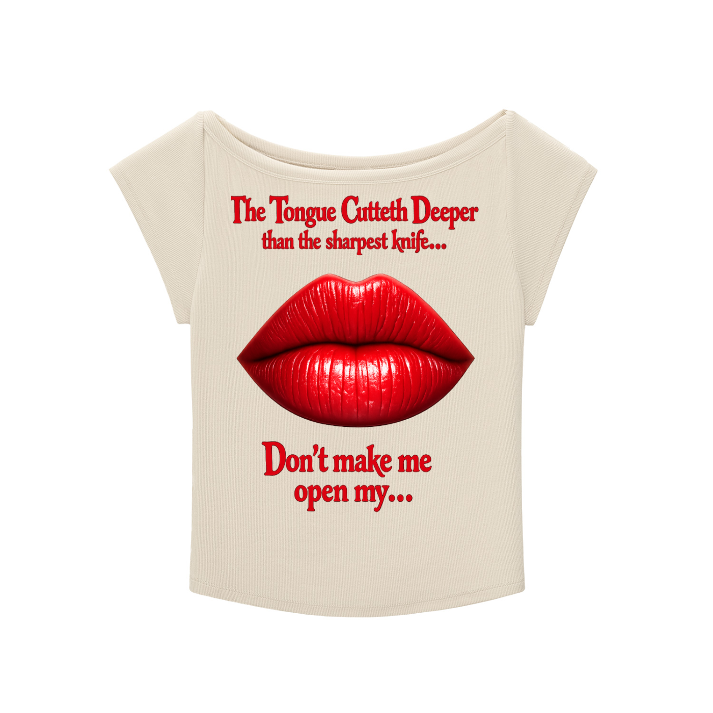 Women’s “My Tongue” Baby Tee – Wide Neck Graphic