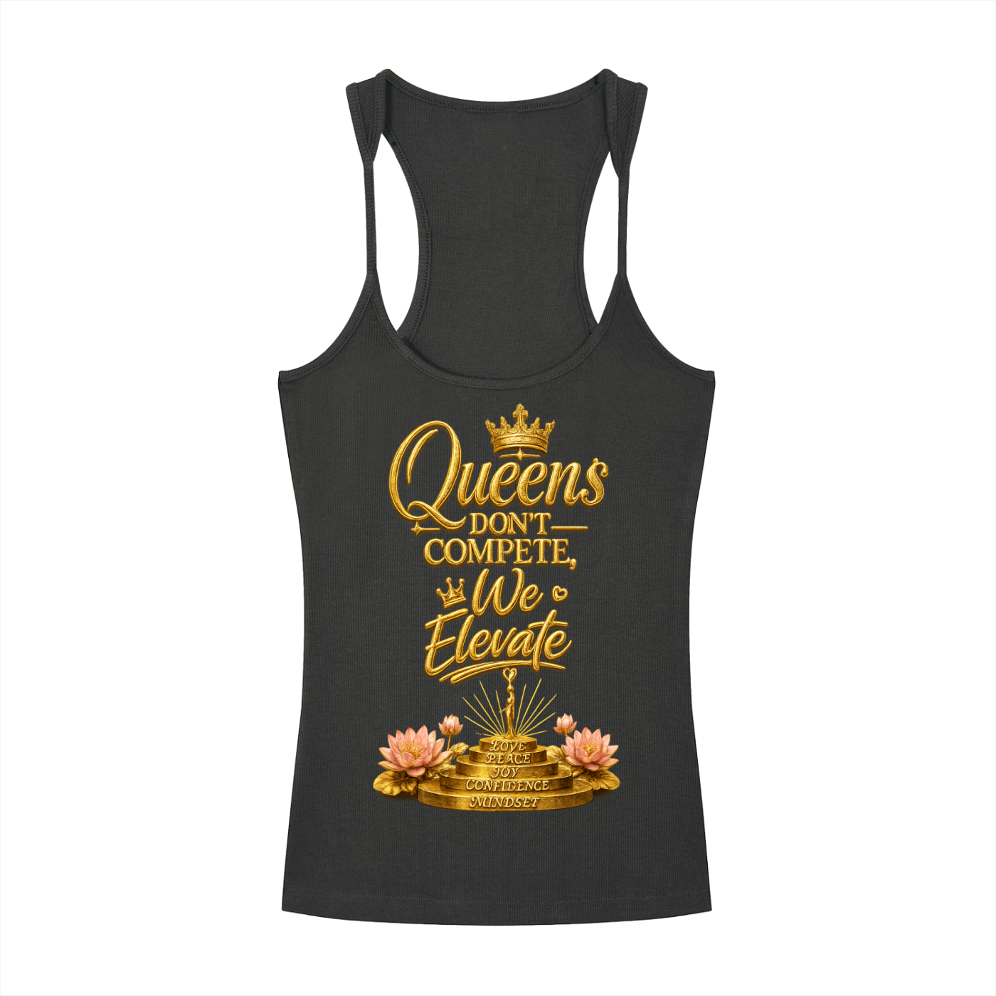 "Queen's Don't" Slim Fit Ribbed Racerback Tank Top