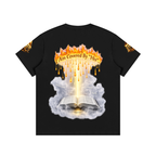 Women’s Cotton Tee – Angel Wings Flame Graphic