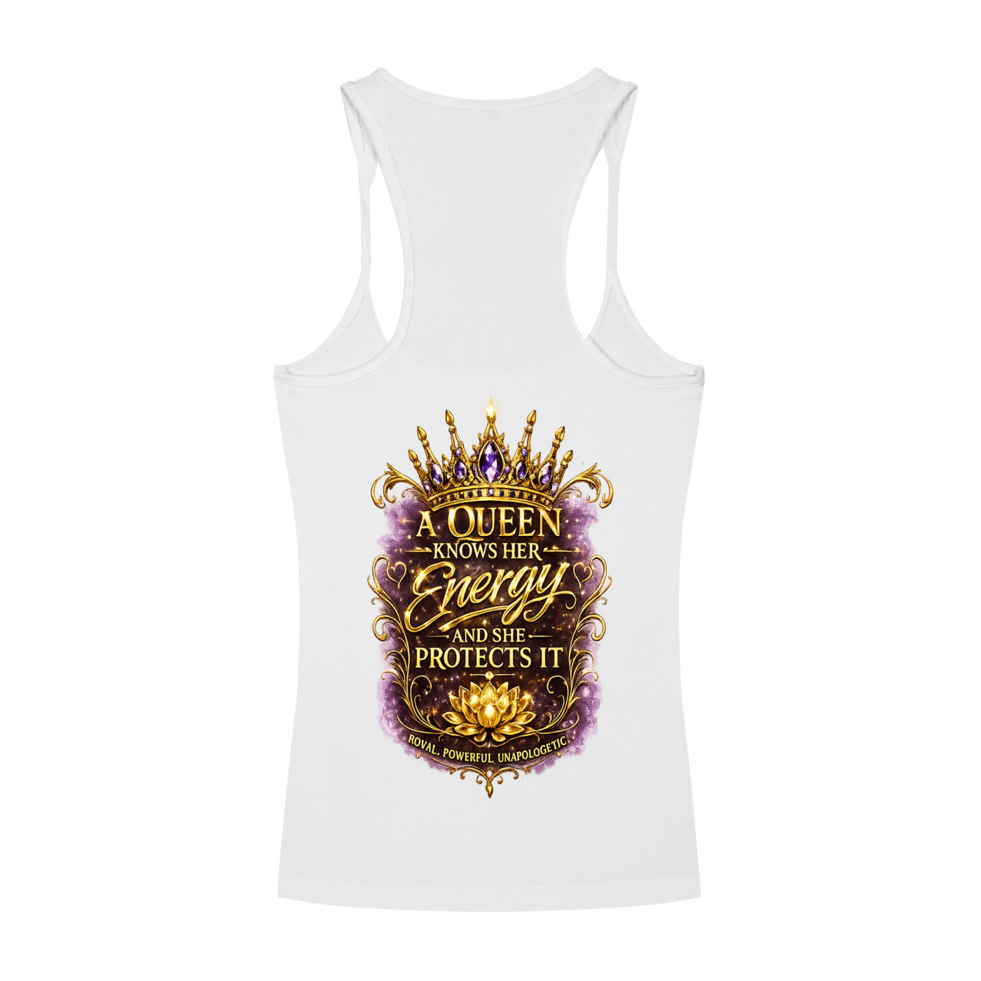 "Queen's Don't" Slim Fit Ribbed Racerback Tank Top