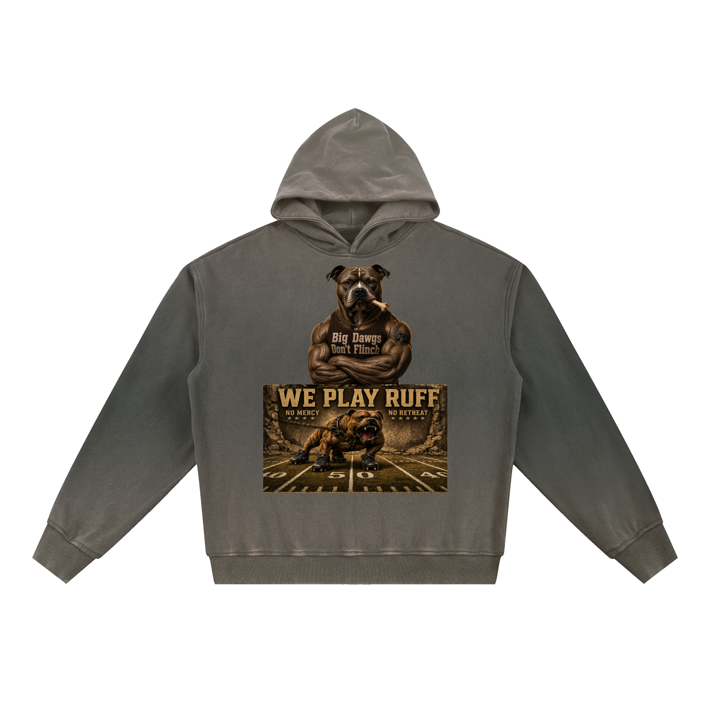 "We Play Ruff" Vintage Washed Gradient Fleece Hoodie