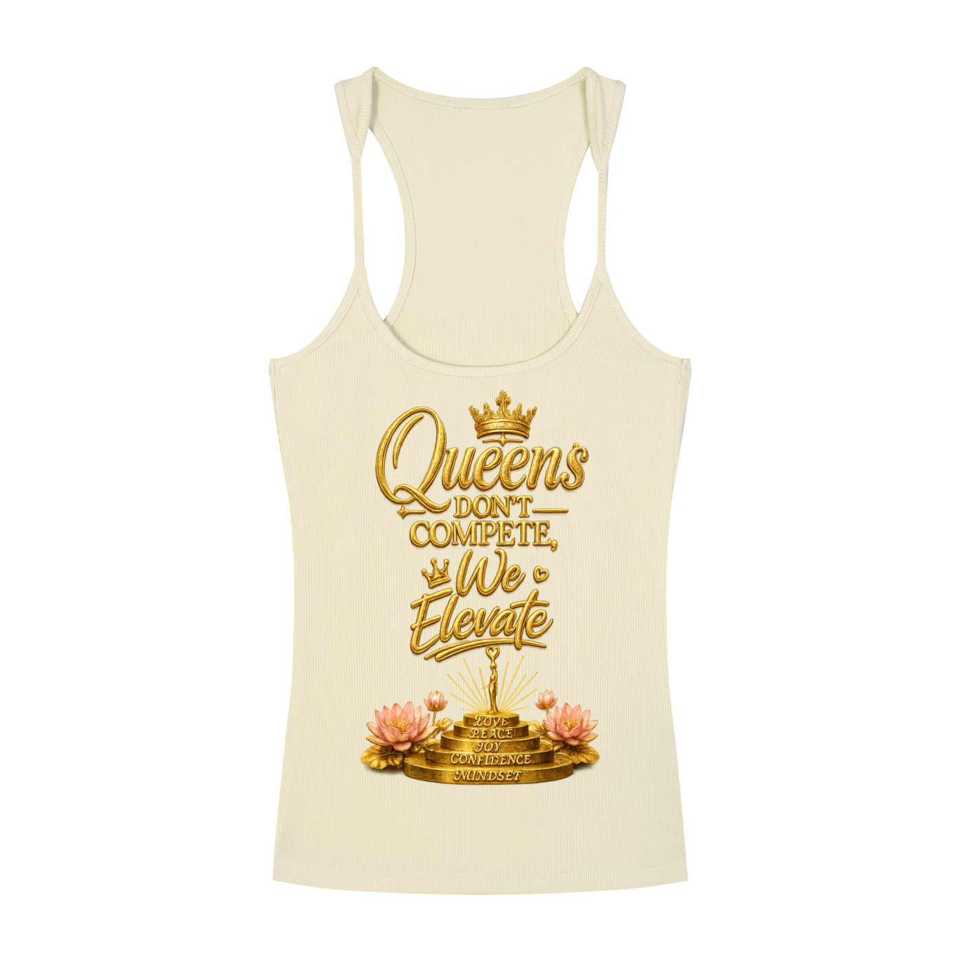 "Queen's Don't" Slim Fit Ribbed Racerback Tank Top