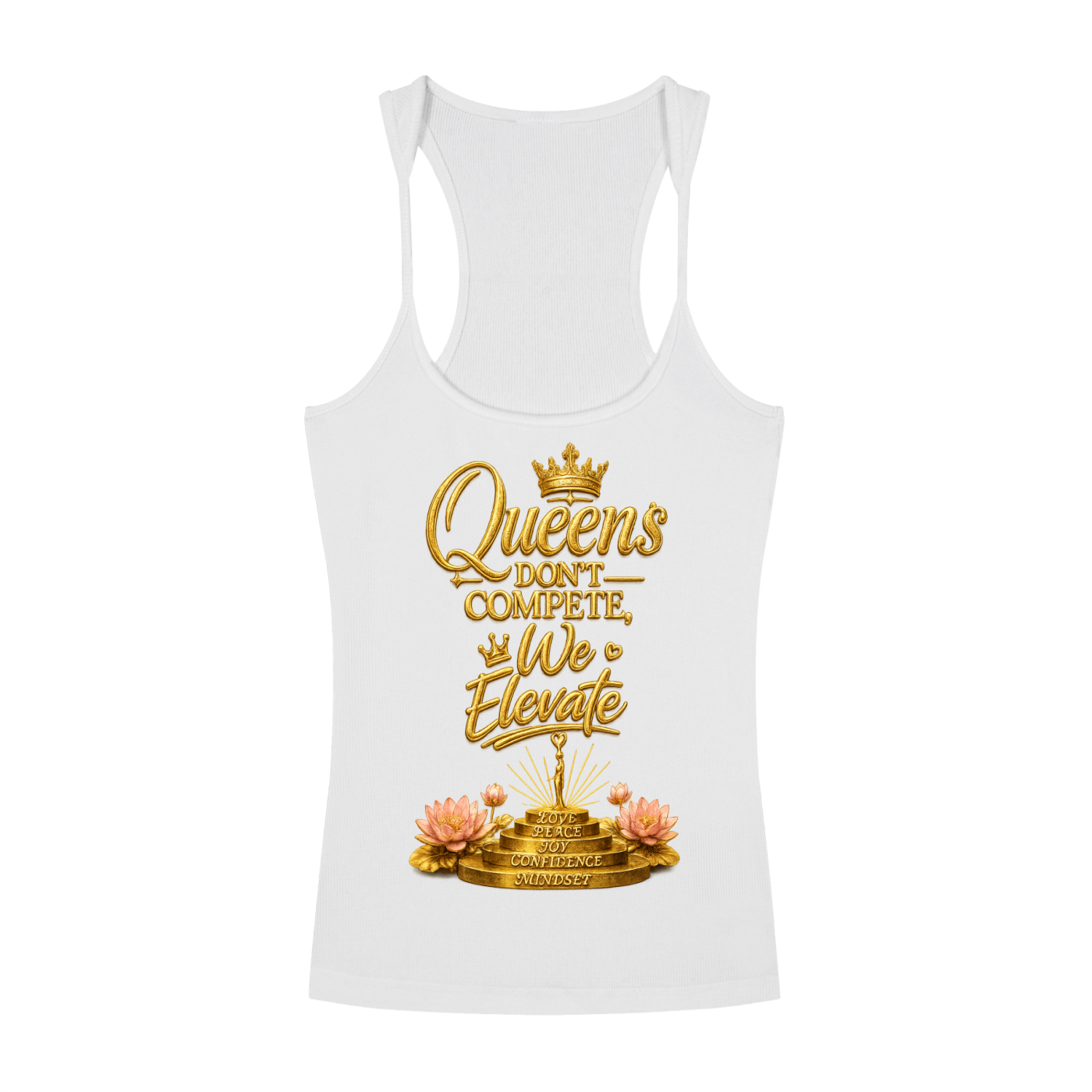 "Queen's Don't" Slim Fit Ribbed Racerback Tank Top