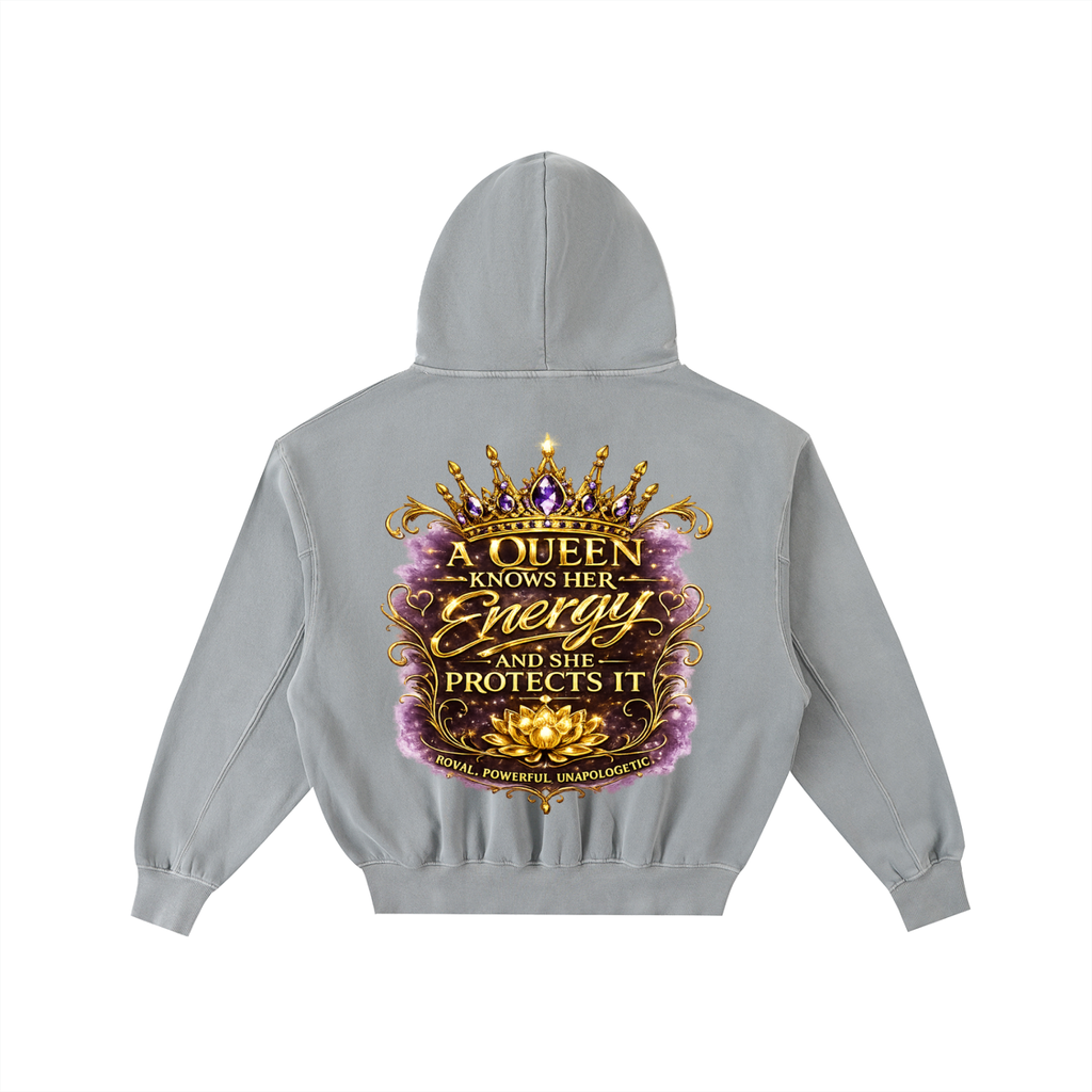 "Queen's Elevate" Frayed Enzyme Washed Fleece Hoodie