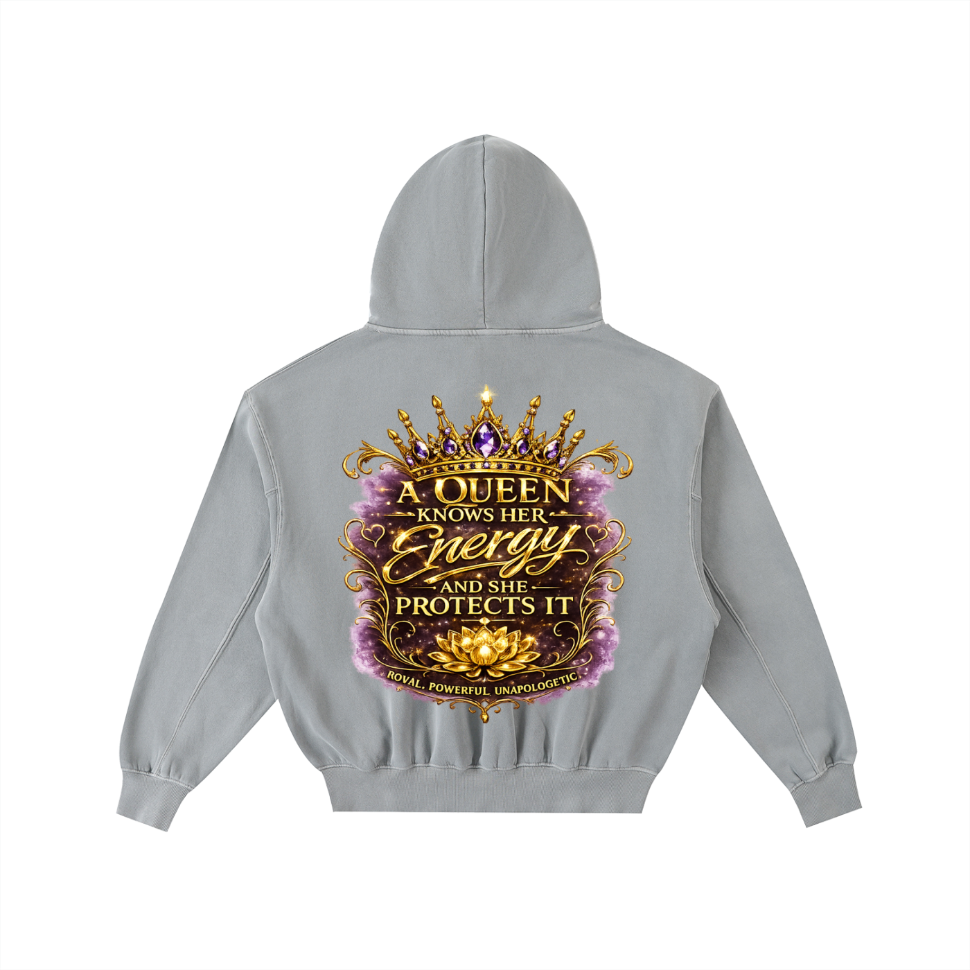 "Queen's Elevate" Frayed Enzyme Washed Fleece Hoodie