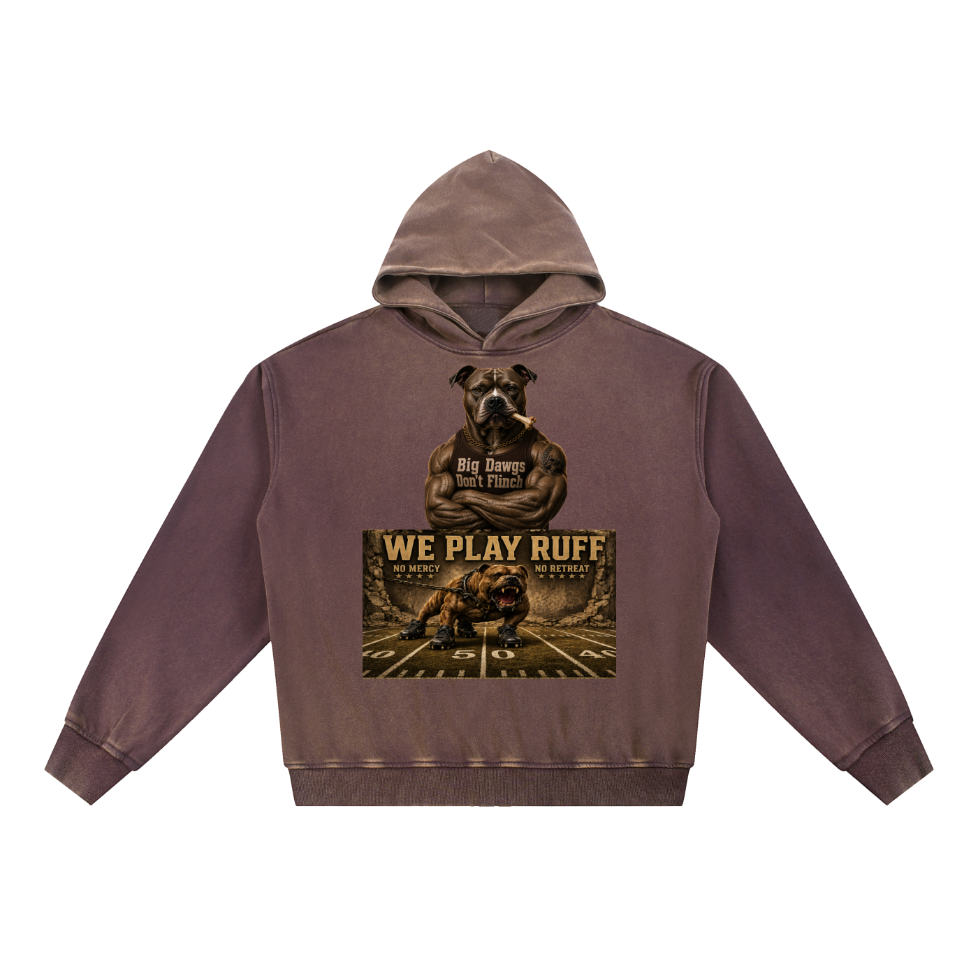 "We Play Ruff" Vintage Washed Gradient Fleece Hoodie