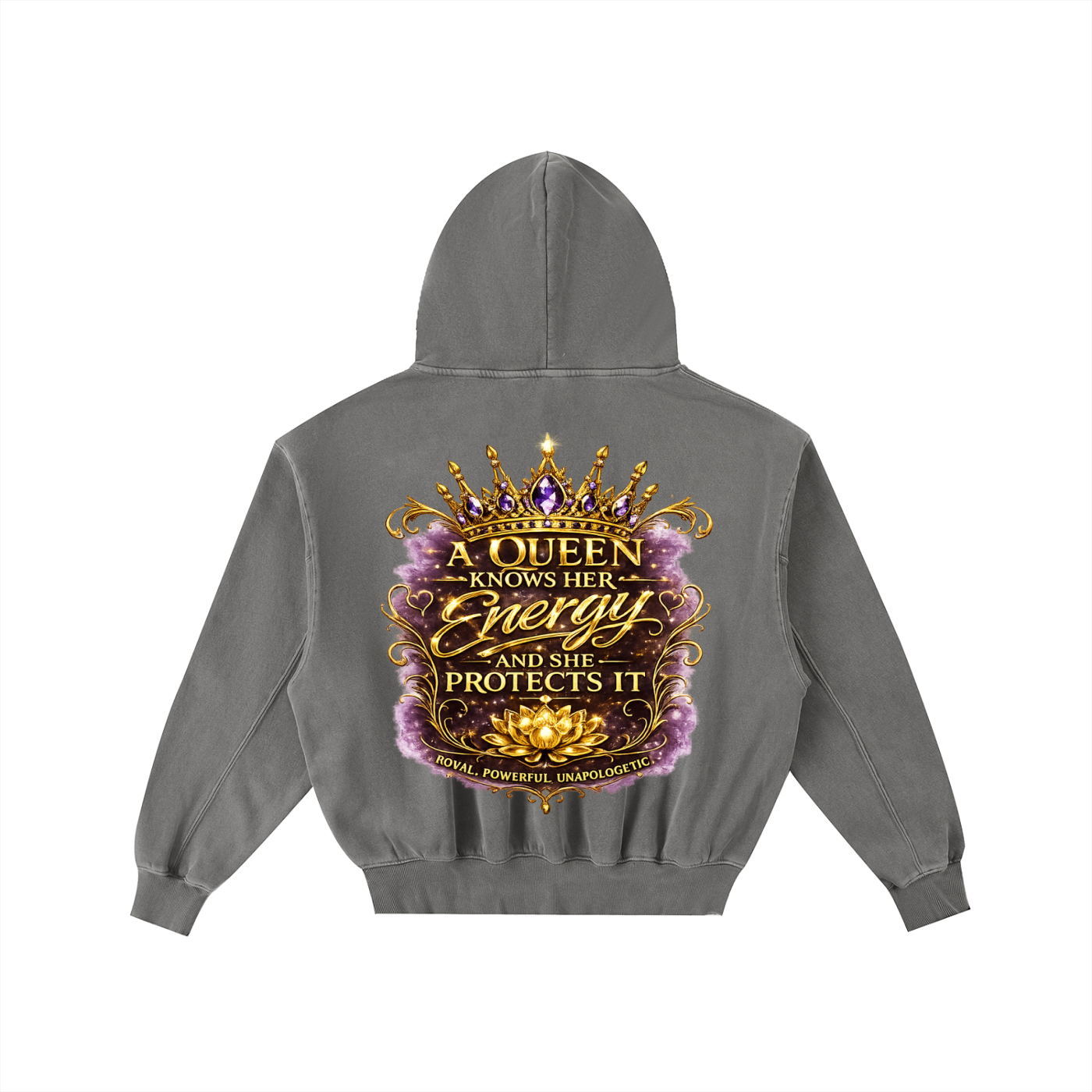"Queen's Elevate" Frayed Enzyme Washed Fleece Hoodie