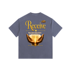 "Believe and Receive" Vintage Washed Oversized Cotton T-Shirt
