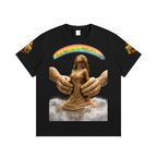 Women’s Cotton Tee – Angel Wings Rainbow Graphic