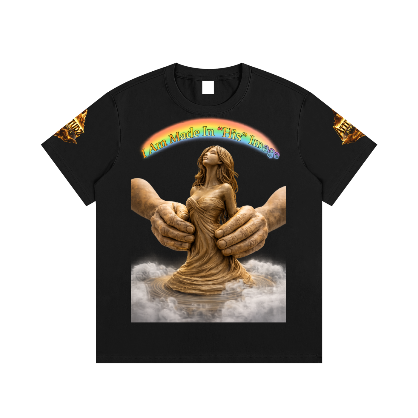 Women’s Cotton Tee – Angel Wings Rainbow Graphic