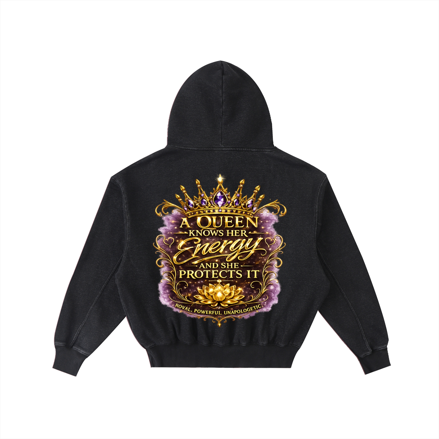 "Queen's Elevate" Frayed Enzyme Washed Fleece Hoodie