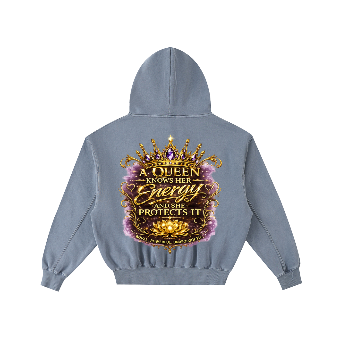 "Queen's Elevate" Frayed Enzyme Washed Fleece Hoodie