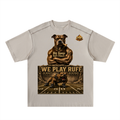 "We Play Ruff" Oversized Contrast-Stitched Cotton Tee