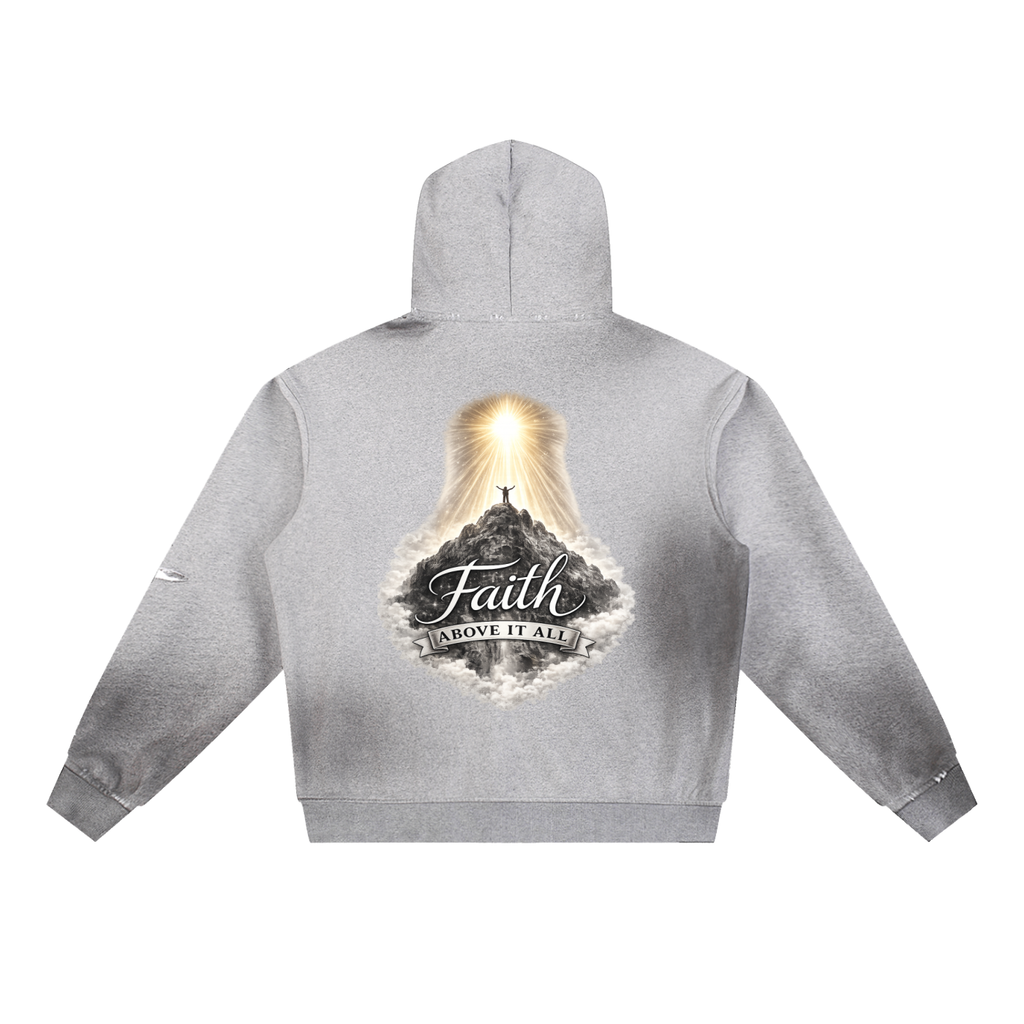 "My Attitudz" Sun Fade Frayed Fleece Hoodie