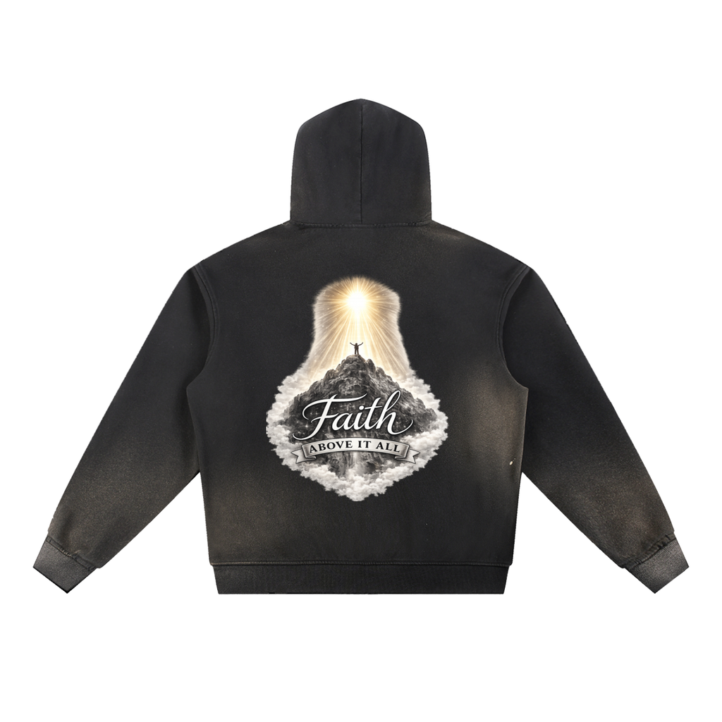 "My Attitudz" Sun Fade Frayed Fleece Hoodie