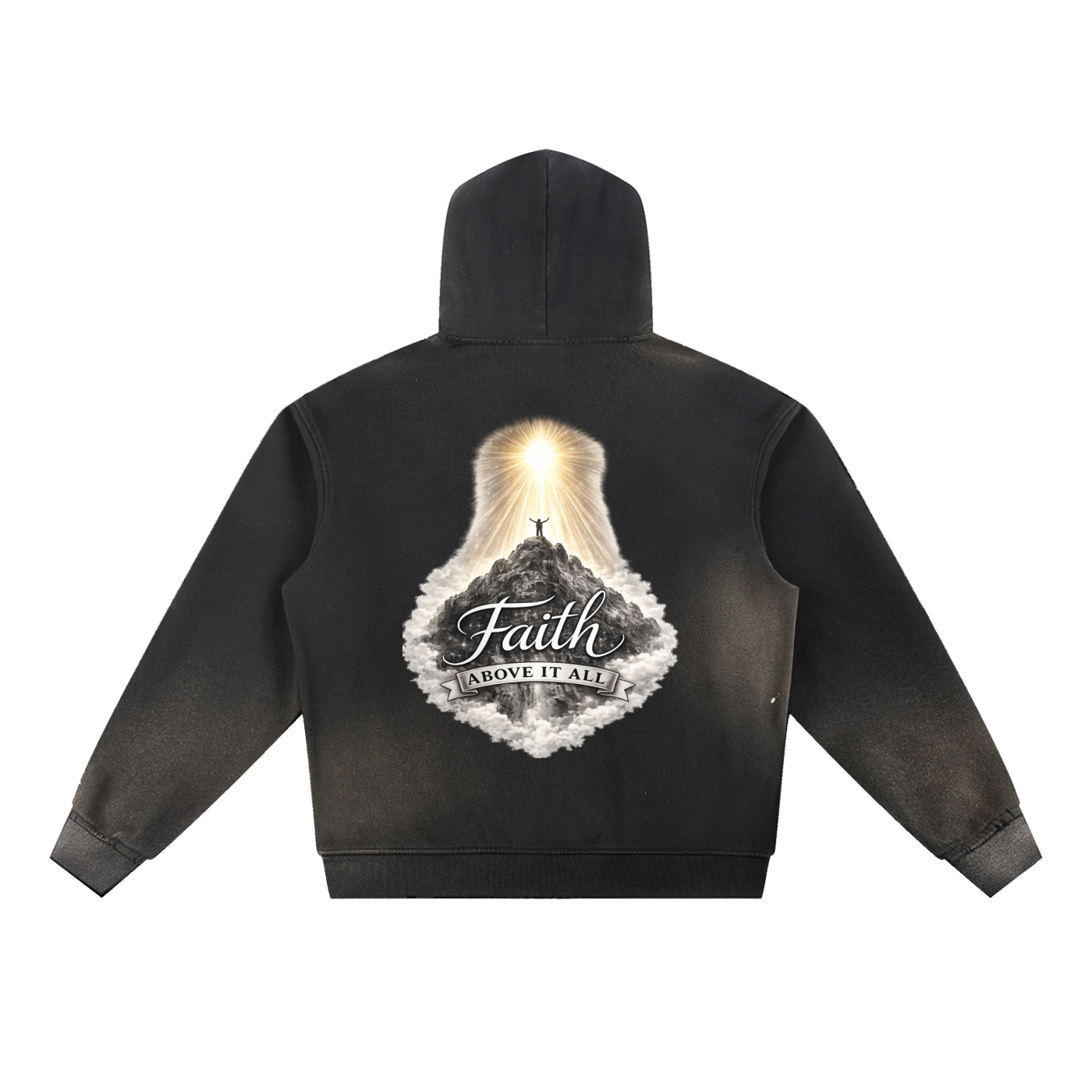 "My Attitudz" Sun Fade Frayed Fleece Hoodie