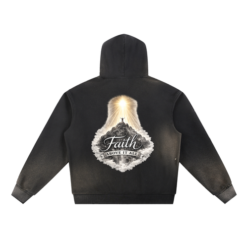 "My Attitudz" Sun Fade Frayed Fleece Hoodie