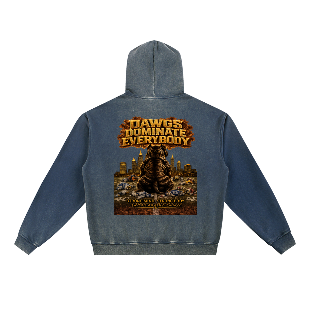 "We Play Ruff" Vintage Washed Gradient Fleece Hoodie