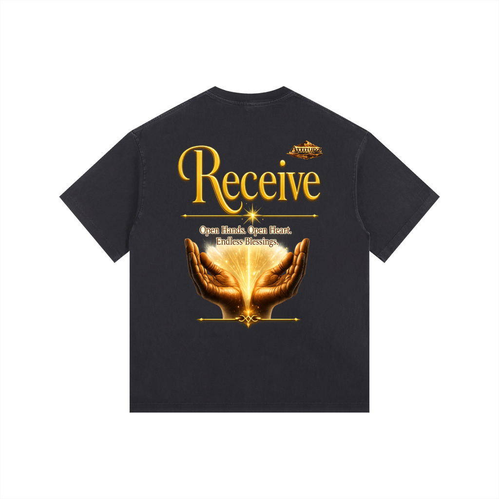 "Believe and Receive" Vintage Washed Oversized Cotton T-Shirt