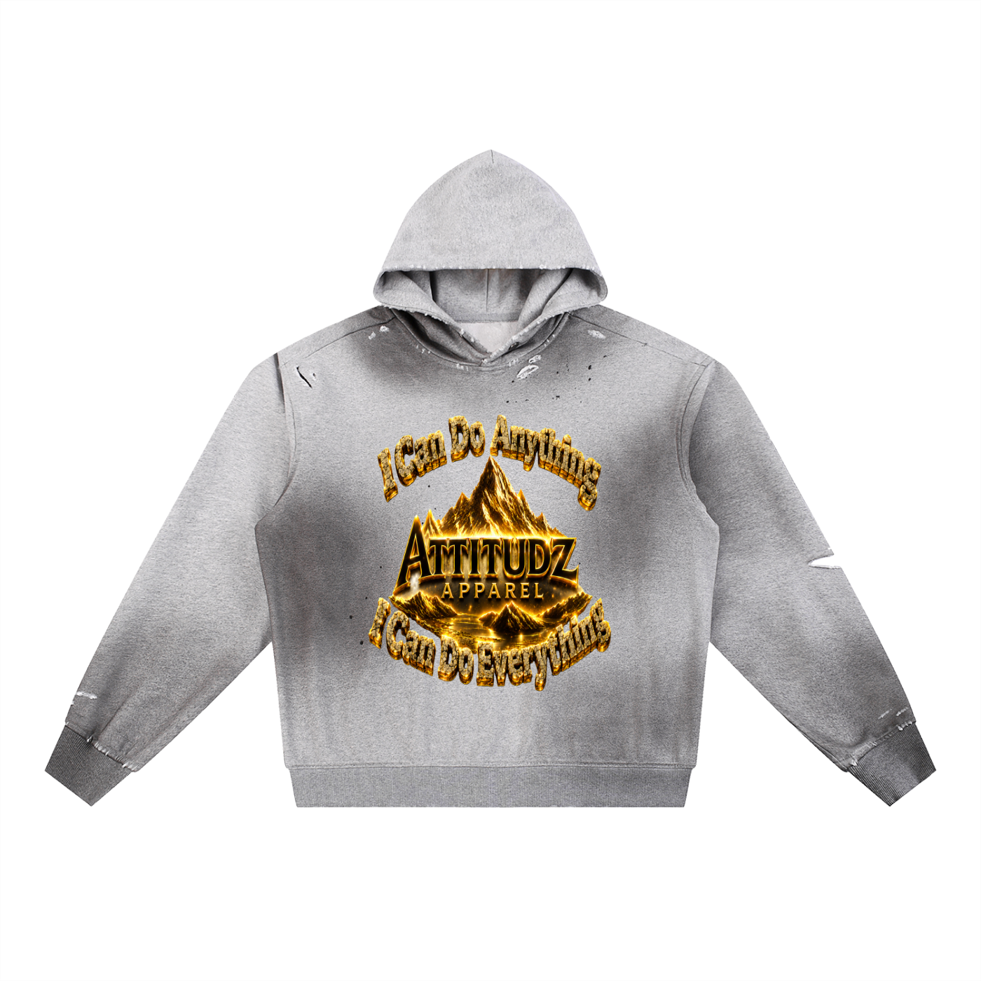 "My Attitudz" Sun Fade Frayed Fleece Hoodie