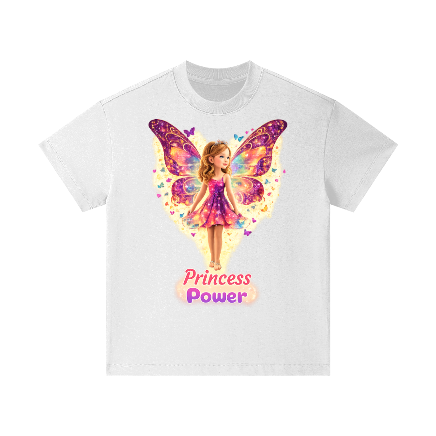 Girl’s Princess Power Tee – Butterfly Wings (100% Cotton)