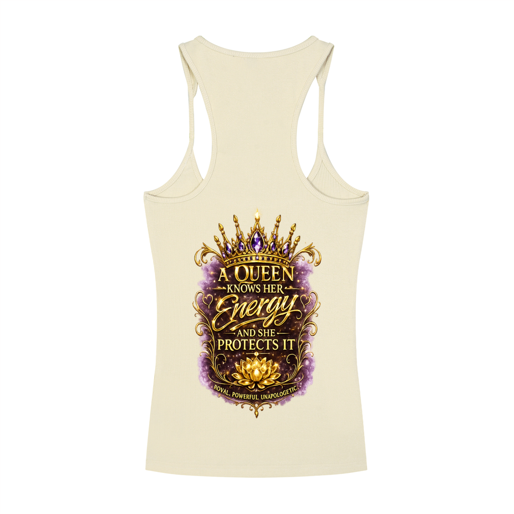 "Queen's Don't" Slim Fit Ribbed Racerback Tank Top