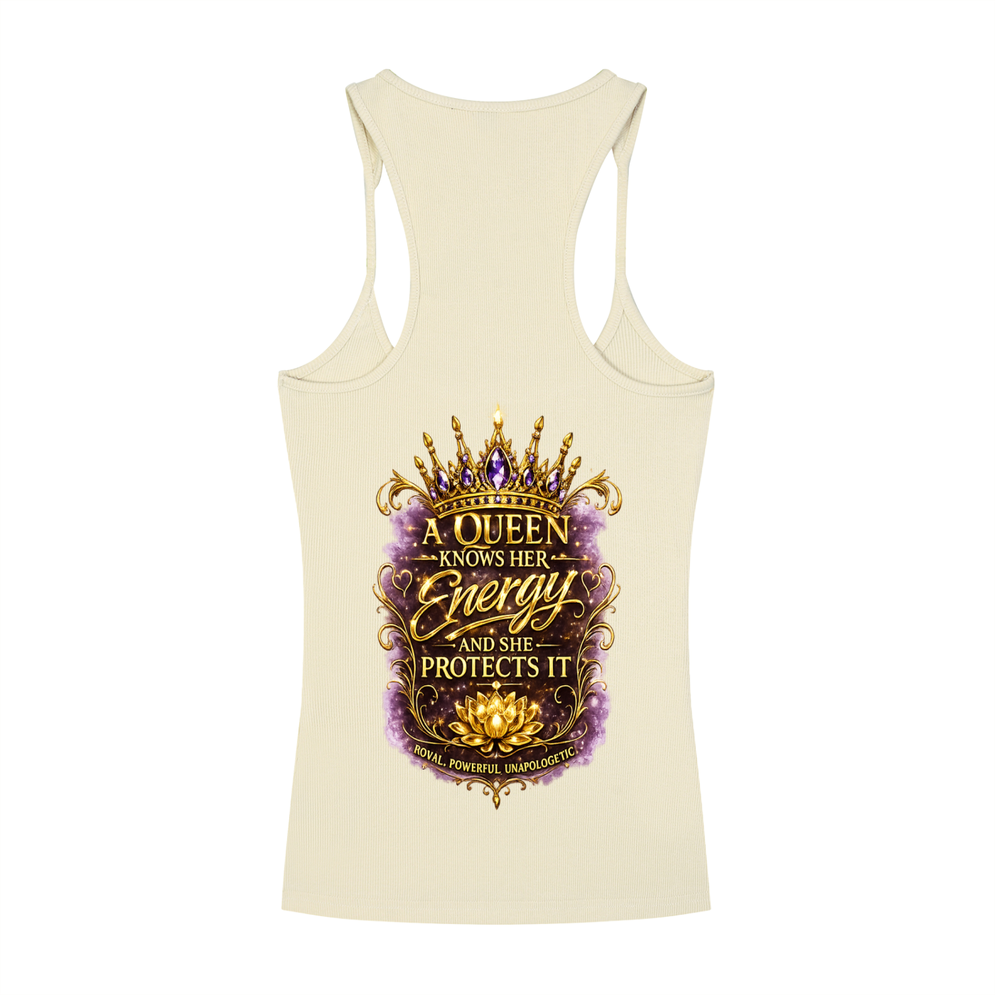 "Queen's Don't" Slim Fit Ribbed Racerback Tank Top