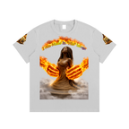 Women’s Cotton Tee – Angel Wings Flame Graphic