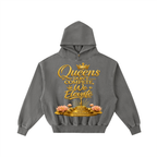 "Queen's Elevate" Frayed Enzyme Washed Fleece Hoodie