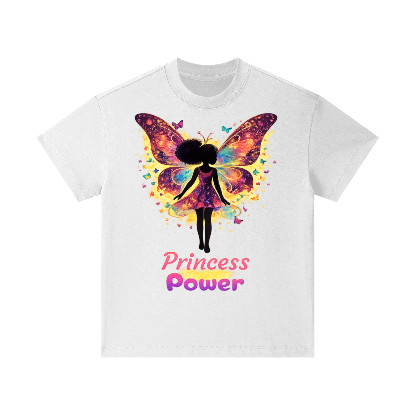 Girl's Princess Power T-Shirt – Cream Silhouette Design