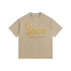 "Believe and Receive" Vintage Washed Oversized Cotton T-Shirt