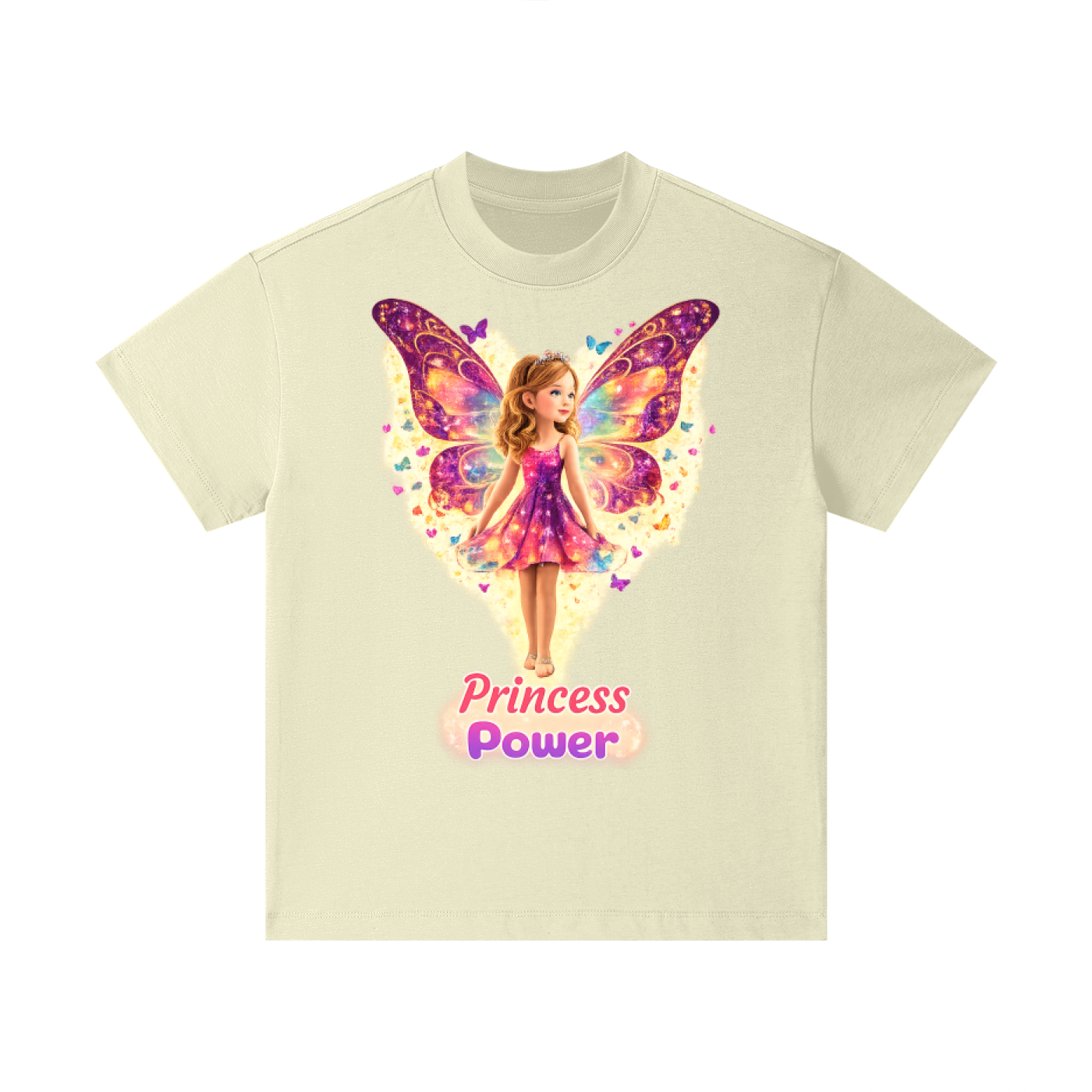 Girl’s Princess Power Tee – Butterfly Wings (100% Cotton)