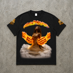 Women’s Cotton Tee – Angel Wings Flame Graphic