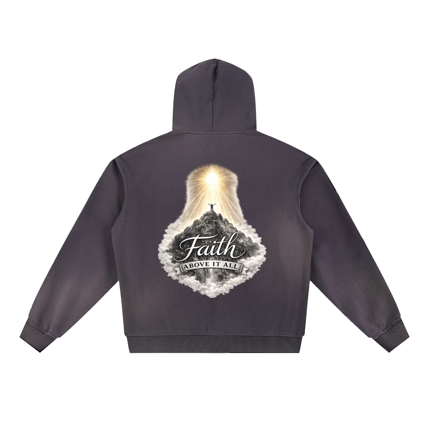 "My Attitudz" Sun Fade Frayed Fleece Hoodie