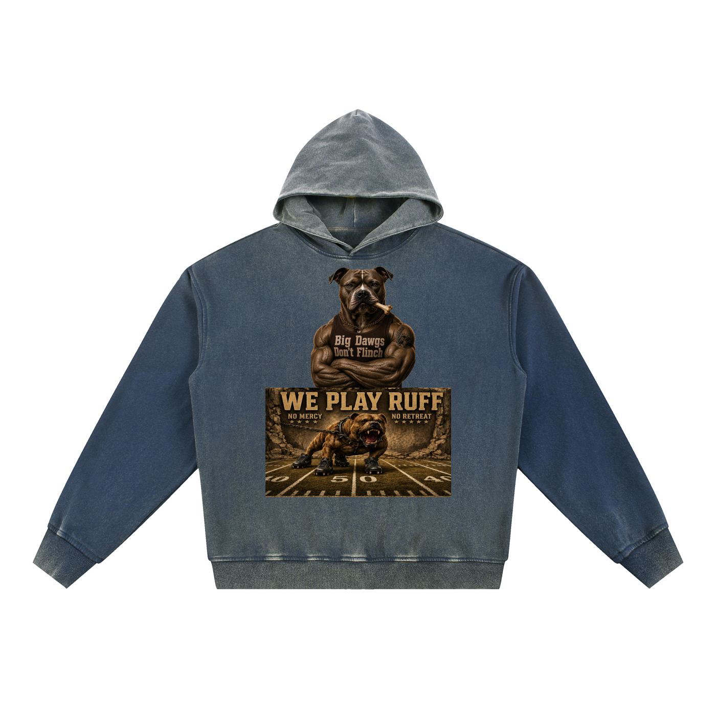 "We Play Ruff" Vintage Washed Gradient Fleece Hoodie