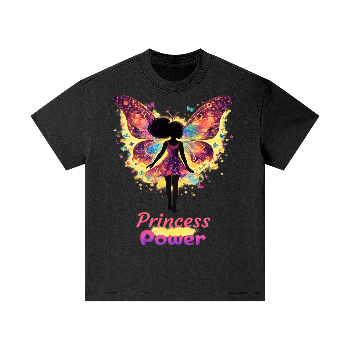 Girl's Princess Power T-Shirt – Cream Silhouette Design