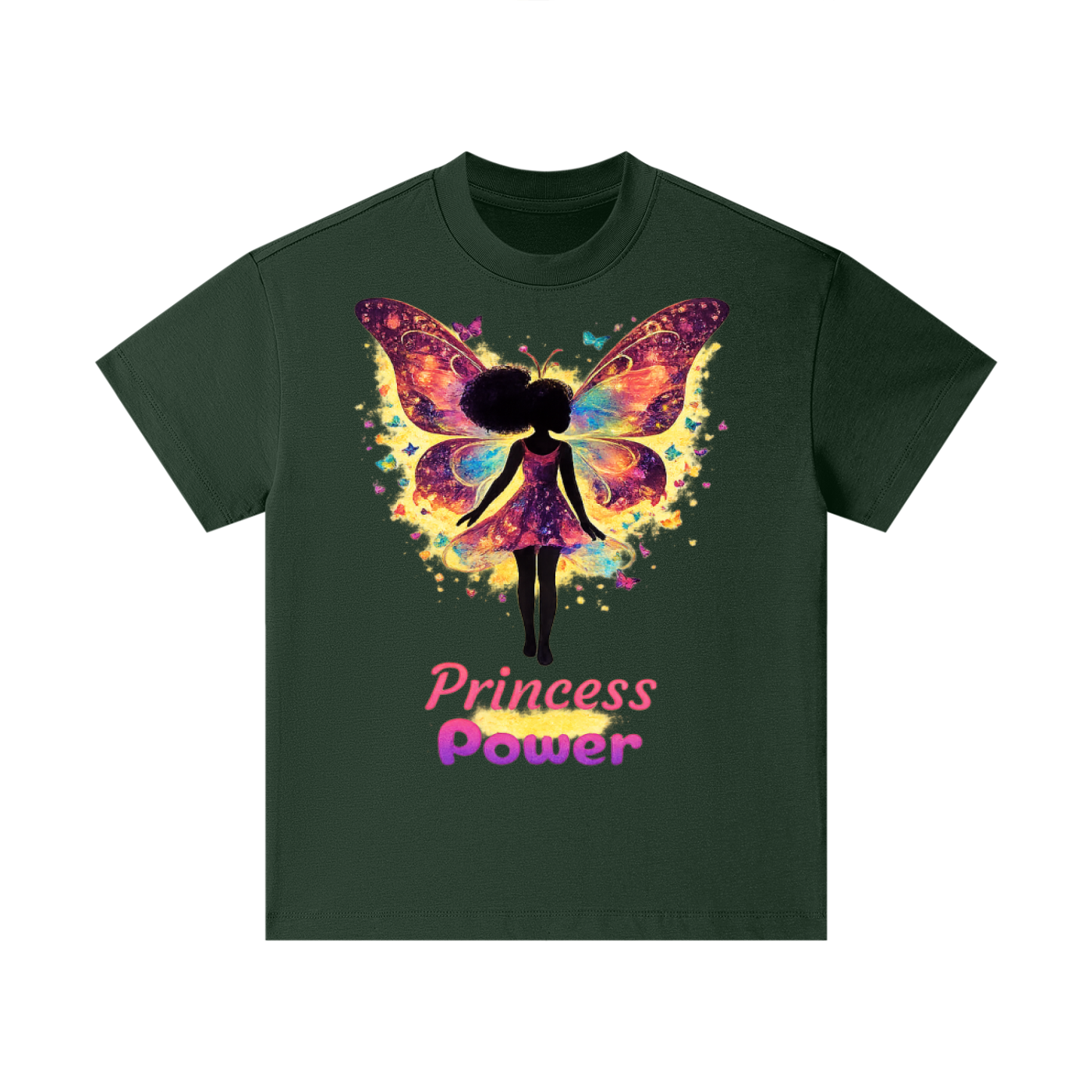 Girl's Princess Power T-Shirt – Cream Silhouette Design