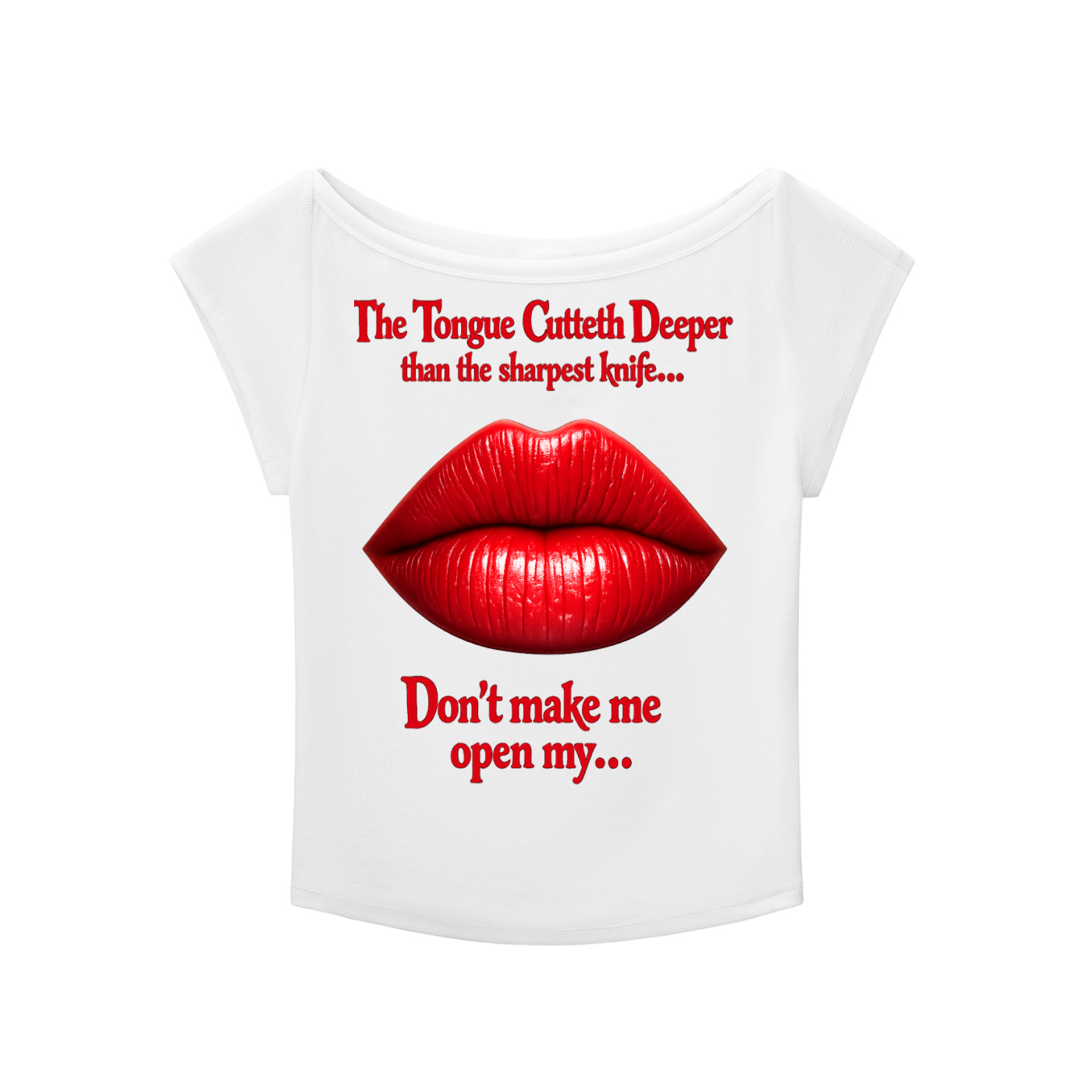 Women’s “My Tongue” Baby Tee – Wide Neck Graphic