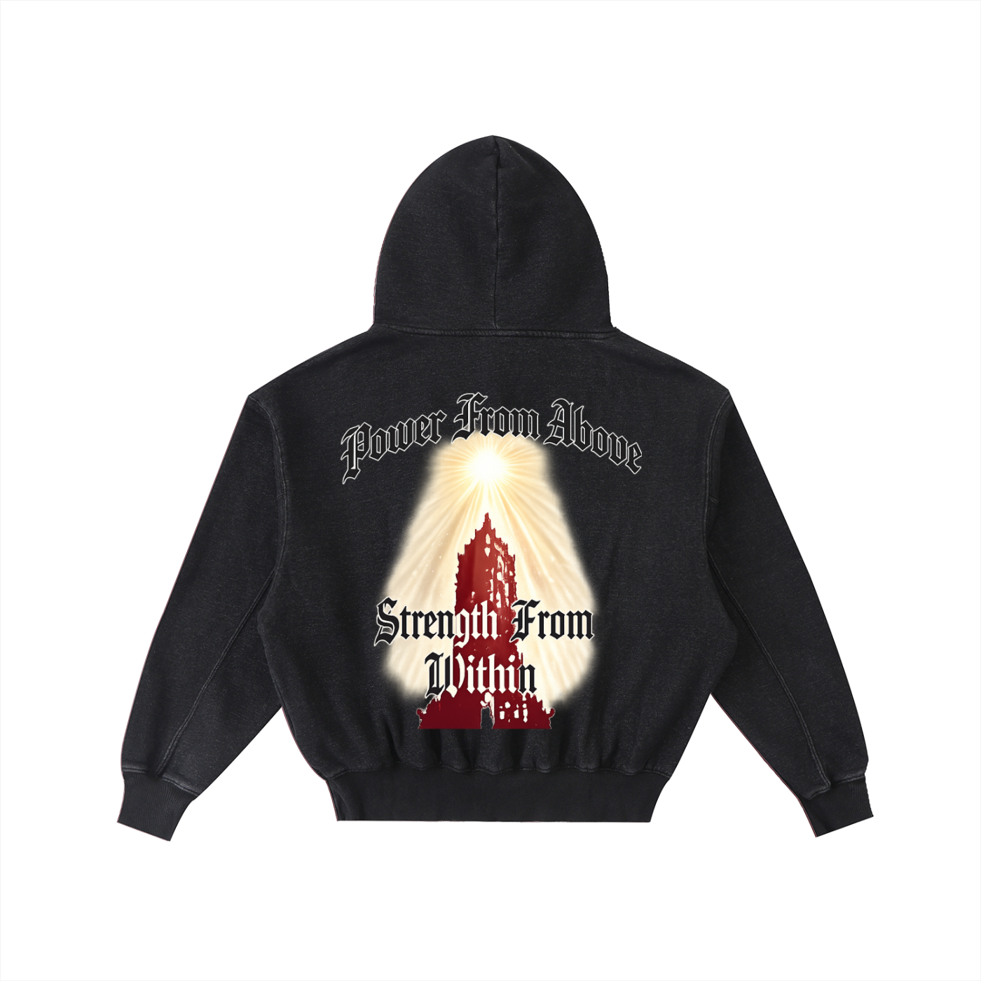 "My Crown" Frayed Enzyme Washed Fleece Hoodie