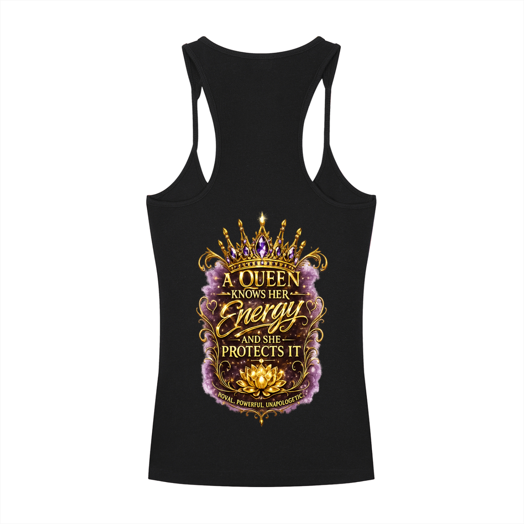 "Queen's Don't" Slim Fit Ribbed Racerback Tank Top