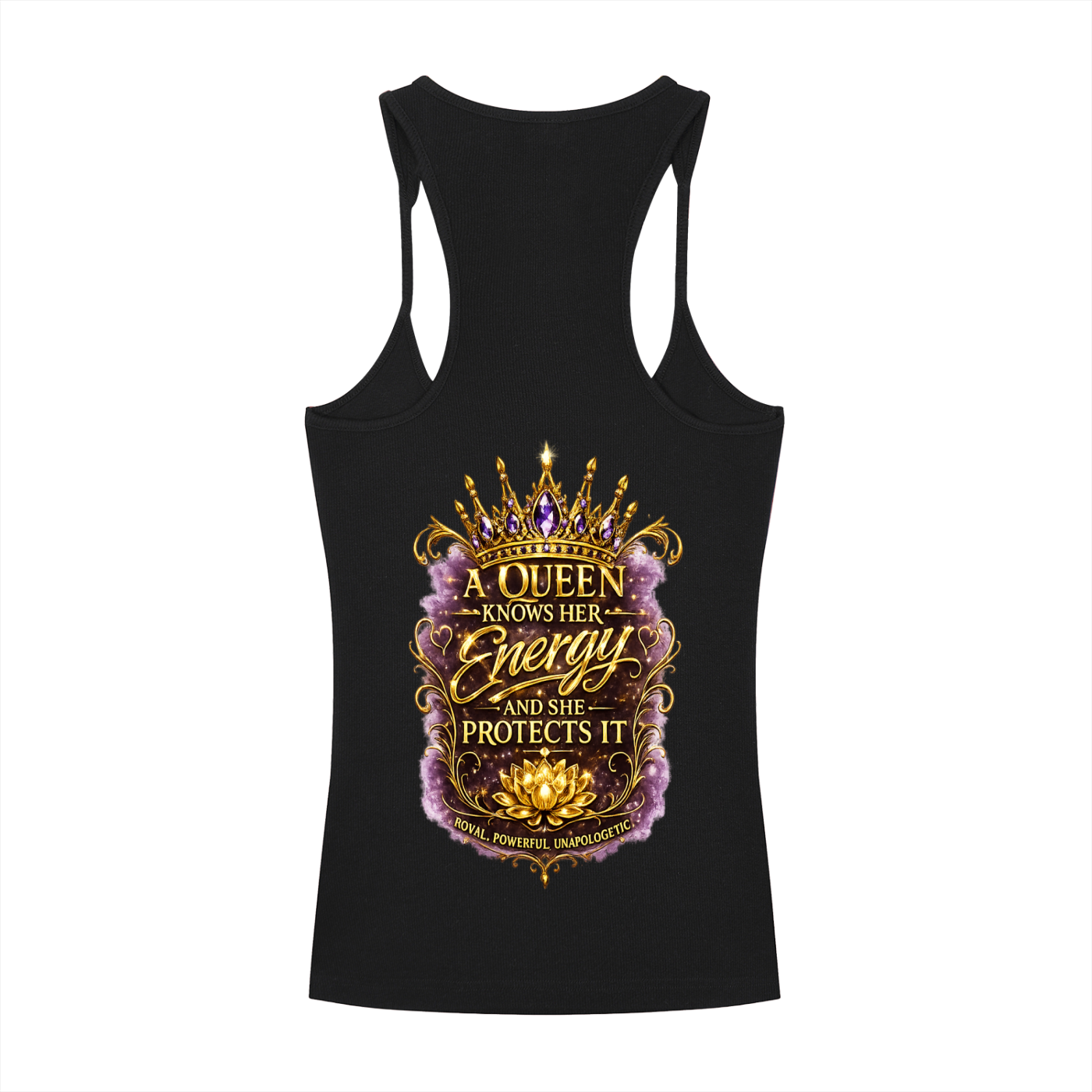 "Queen's Don't" Slim Fit Ribbed Racerback Tank Top